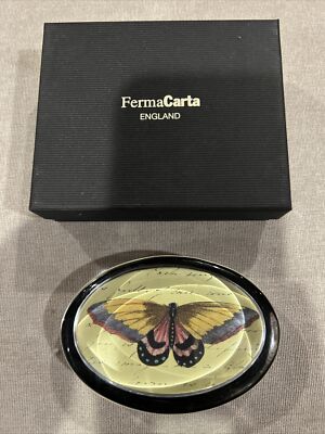 Ferma Carta Butterfly Paperweight Glass England With Box