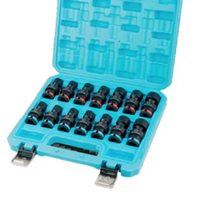 14PC Universal Impact Swivel Socket Set 3/8" Dr SAE Metric Shallow Wobble Socket
