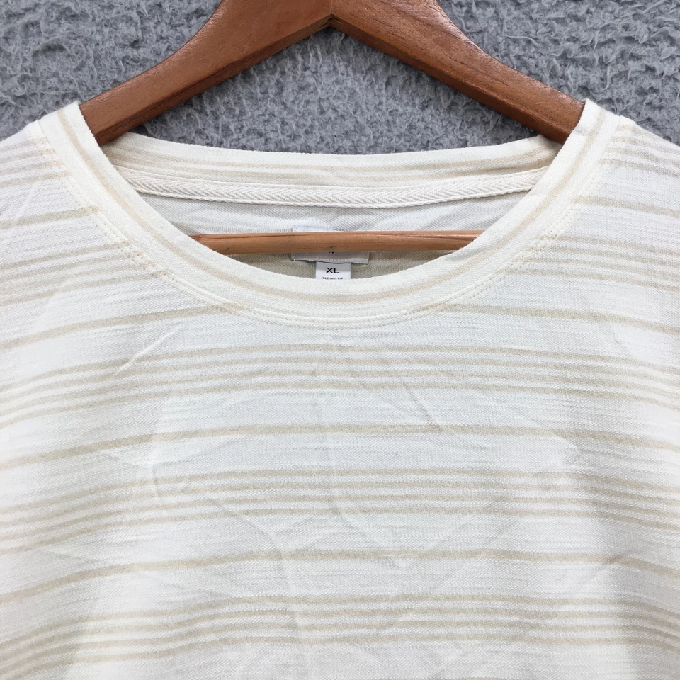 J.Crew Pullover Long Sleeve Sweatshirt Womens XL Beige Striped Cotton Blend - Image 4 of 4