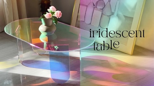 FATIVO Iridescent Acrylic Coffee Table Sofa Couch Art Side Table with Stable Leg - Video 1 of 1