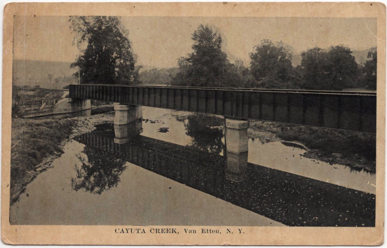 190715 Van Etten NY Postcard Cayuta Creek Bridge Chemung County N.Y