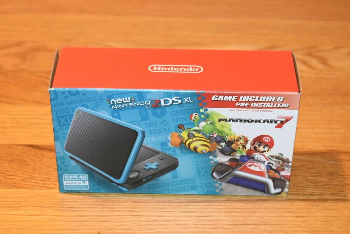 Nintendo 2DS XL Black Turquoise Handheld Console With Mario Kart