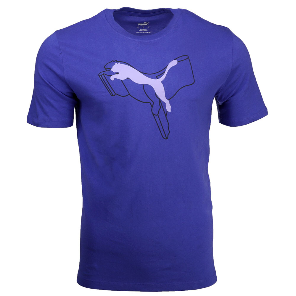 Футболка с круглым вырезом и коротким рукавом Puma Ess + Logo Lab Мужские повседневные топы синего цвета 68438727