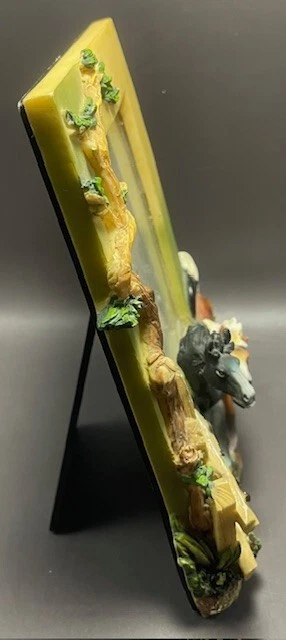 Equestrian Galloping Horses 3D Resin Western Picture Frame Horses Fits 4x6"  - Image 2 of 3