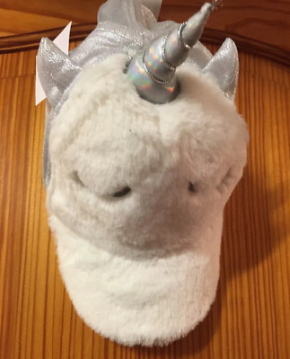 Toby & Me Einhorn Kappe Baseball-Stil silber weiß Alter 4-14 Jahre neu Etikett pelzig
