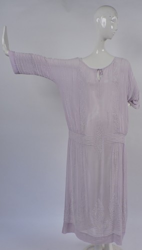 FLAPPER 1920'S LAVENDER MUSLIN DRESS W 