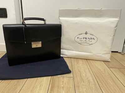 Prada Arbeitsmappe - Leder schwarz - 100% Original Neu