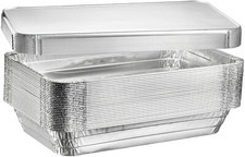  10 Count Full Size Deep Disposable Aluminum Steam Table Foil Pans with Lids
