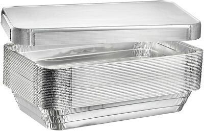 (40 Count) Full Size Deep Disposable Aluminum Steam Table Foil Pans with Lids