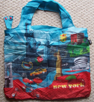 Loqi New York Points of Interest Multicolor Reusable Shopping Tote Bag