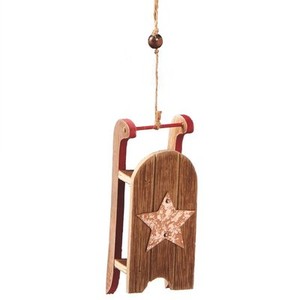 Wooden Sled With Star Christmas Tree Ornament 4 75 Long By