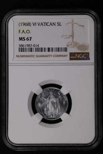 1968 Vatican 5 Lire FAO - Lady of the Harvest - Pope Paul VI - NGC MS 67