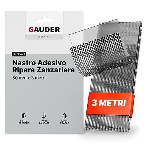 GAUDER Nastro Adesivo di Riparazione per Zanzariere (50 mm x 3 m) | Kit (k1V)