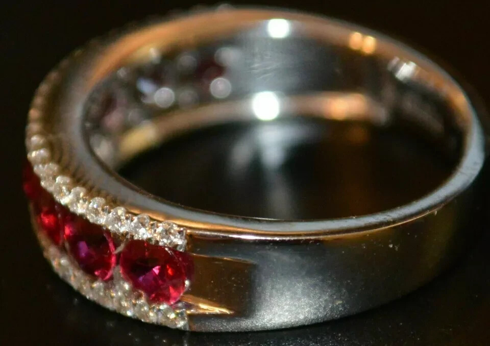 2Ct Round Cut Lab Created Red Ruby Wedding Band R… - image 6