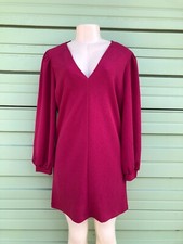 Zara Womens Textured Dress Shift Flowy Pink S  Balloon Sleeve  5580/703 1935