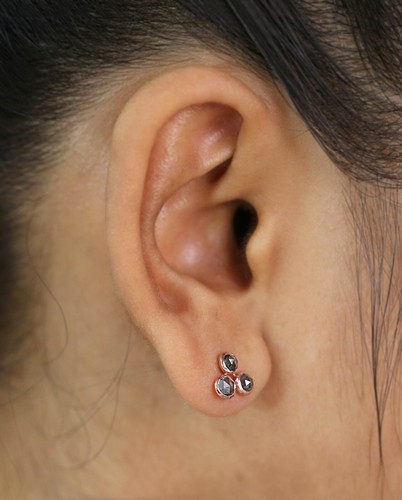 Round Salt and Pepper Diamond Earring 14K Rose White Yellow Gold Earring KDK2547 - Picture 4 of 10