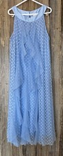 Disney Princess Blue Dress Costume Halloween Elsa Ruffles Mesh Girls Sz L 14/16
