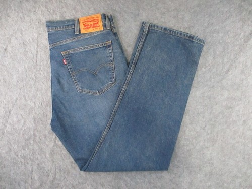 Levis 505 Jeans Mens 38x32 Blue Denim Regular Straight Stretch Western Dark Wash