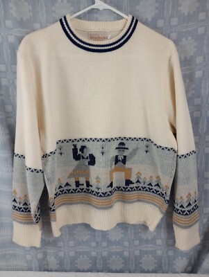 Vintage Brian MacNeil Sweater Pullover Mens Size Large Knitted Ski Sweater RARE
