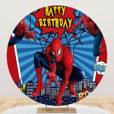 Spiderman Round Backdrop Cover Birthday Party Custom Circle Photo Background