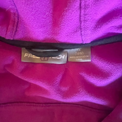 Free Tech Women's Hooded Softshell Full Zip up Jacket Pink Accents Black Size 1X - Picture 12 of 12