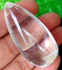 45x22x17mm Natural White Ghost Crystal Quartz Teardrop Reiki Pendant AD64023
