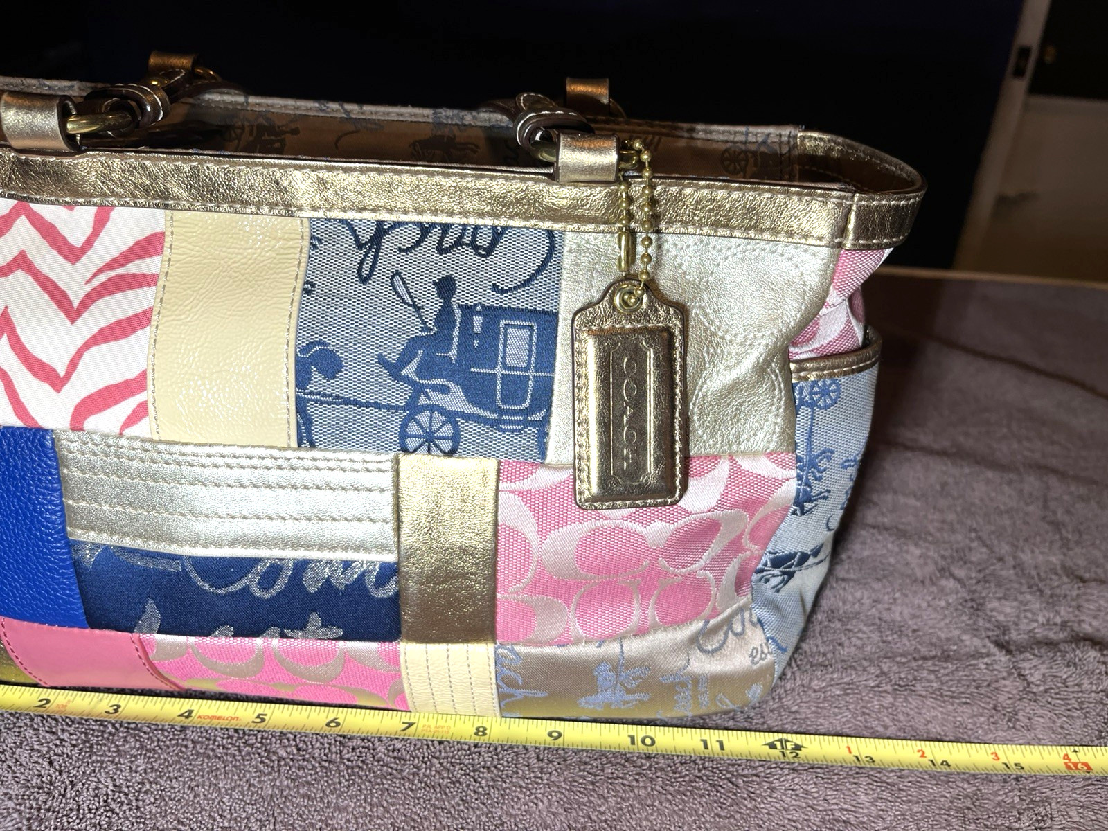 Pristine Coach Colorful Patchwork Anniversary Tot… - image 7