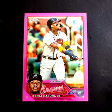  2023 Topps Chrome Pink Refractors #39 Ronald Acuna Jr. - Braves Baseball Card 