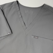FIGS Catarina Technical Collection Women's Scrub Top Gray V Neck Large