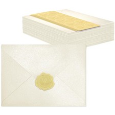 A7 Envelopes 50 Pcs, Shimmering 5.25x7.25, Wedding Birthday RSVP, White