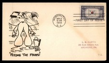 Mayfairstamps US FDC 1944 Washington DC feeding the fishes graphic First Day Cov