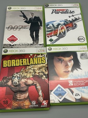 Xbox 360 Spiele Bundle 4 Games Borderlands Burnout Mirrors Edge 007