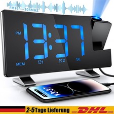 USB LED FM Radiowecker mit Projektion Digital Funkuhr Dimmbar Tischuhr Alarm DHL