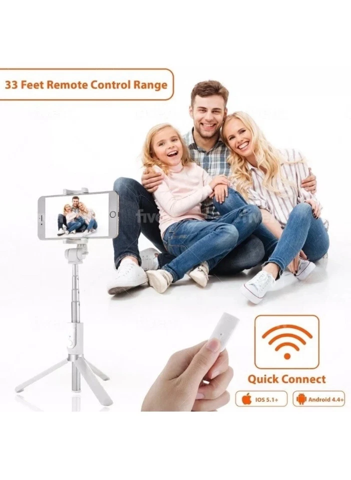 BW-BS3 bluetooth Remote Tripod Selfie Stick White - Image 3 of 4