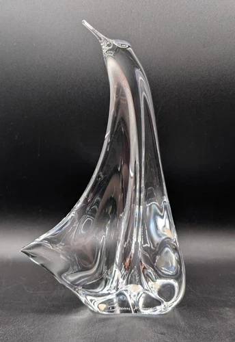 Daum France Crystal Abstract Stylized Penguin Figurine, Paperweight, 9 In