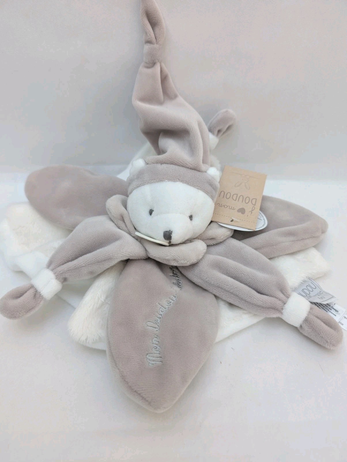 Doudou et Compagnie Paris TAUPE Baby Comforter Blankie Bear Soft Toy BNWT
