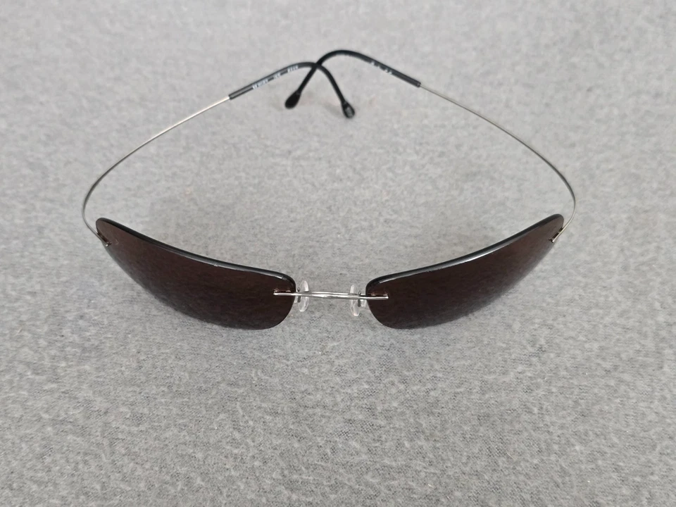 *РЕДКИЕ* серебристые овальные титановые легкие спортивные абажуры Silhouette 8583 без оправы - Изображение 2 из 4