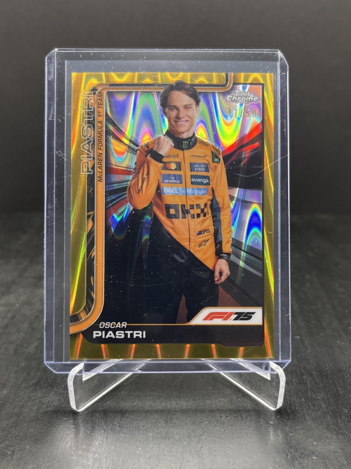 2025 Topps Chrome Formula 1 F1 Oscar Piastri Portrait Gold RayWave 11/50 #6