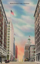 TULSA OK OKLAHOMA BOSTON AVENUE VINTAGE LINEN POSTCARD 082625 U