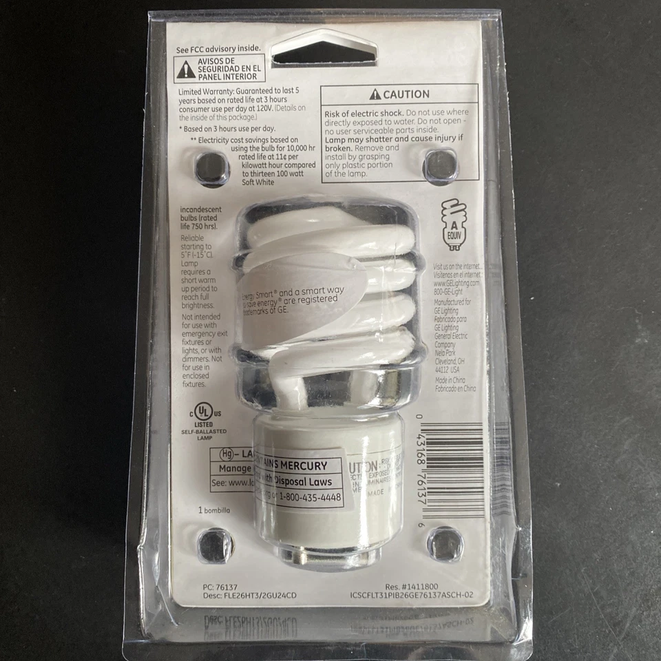 GE 2700K Compact Fluorescent Light Bulb GU24 Base Mini Twist Soft White New - Image 2 of 2