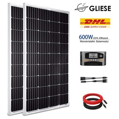 600 Watt Solarmodul Set Solarpanel Monokristallin Photovoltaik Inselanlage PV