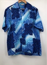 Tropicana Blue 90s Vintage Tropical Button Down Hawaiian Shirt Beach - Size L