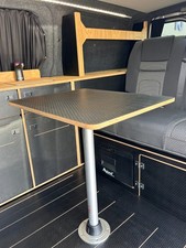 Sequoia Campervan Table Leg System + black hex ply edge tabletop (600mm x 490mm)