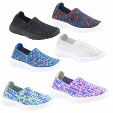 Heavenly Feet Slip On Casual Woven Trainer Lightweight Summer Beach Sports Shoes