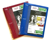 Mead Five Star Customizable 2 Pocket Plastic Folder Red & Blue 2-PACK New