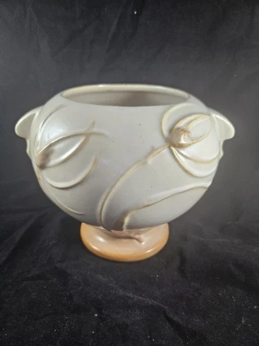 Roseville Pottery Teasel 343-6 Bowl Vase Planter Urn Ivory Brown Antique