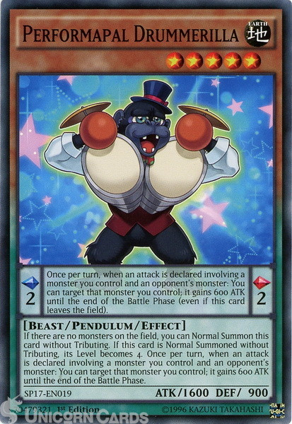 SP17-EN019 Performapal Drummerilla : Starfoil Rare 1st Edition Mint YuGiOh Card