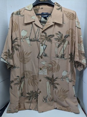 Hawaiian Island Blue Button Down Shirt Vacation Size 2XL   (Box22)