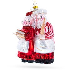 Mr. and Mrs. Santa Baking Cake Blown Glass Ornament