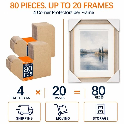 VelvetAura 80 Pack Adjustable Cardboard Corner Protectors for Shipping, Fits ... image 3